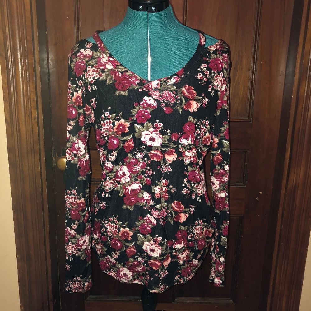 Floral Shoulder Cut Out Skirt